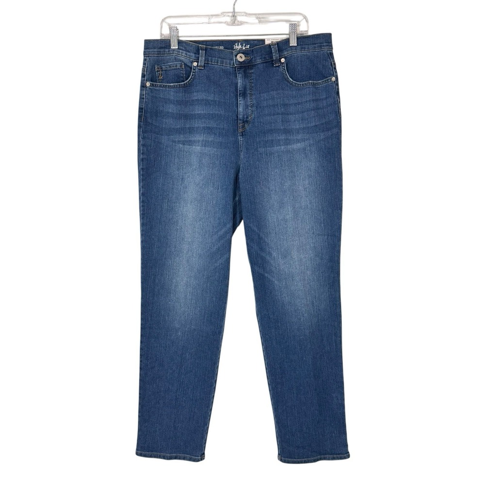 Style‎ & Co Jeans Women's 16 Straight Leg Tundra Blue Stretch Denim NWT